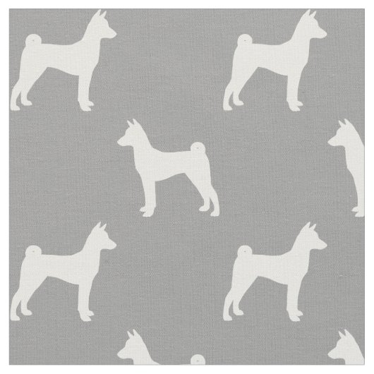 Basenji Dog Rasse Silhouetten Gemustert Stoff (Nahaufnahme)