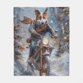 Basenji Dog Riding Motorrad Weihnachten Fleecedecke (Vorderseite)