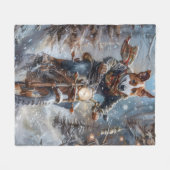 Basenji Dog Riding Motorrad Weihnachten Fleecedecke (Vorderseite (Horizontal))
