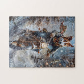 Basenji Dog Riding Motorrad Weihnachten Puzzle (Horizontal)