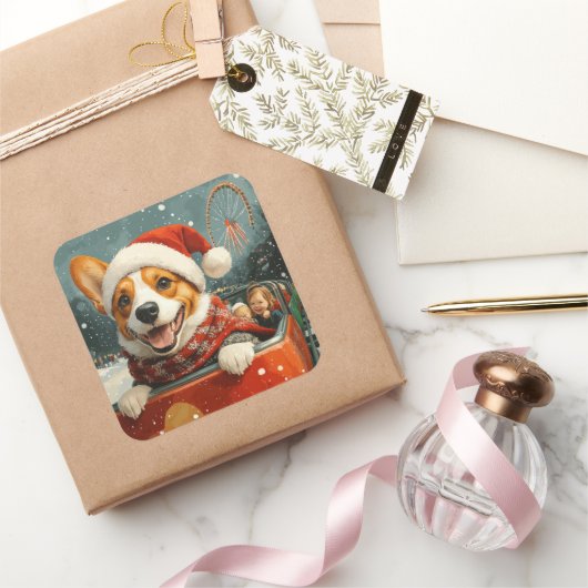 Basenji Dog Roller Untersetzer Weihnachten Quadratischer Aufkleber (Schenken)