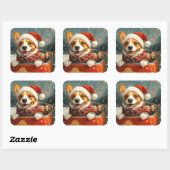 Basenji Dog Roller Untersetzer Weihnachten Quadratischer Aufkleber (Blatt)