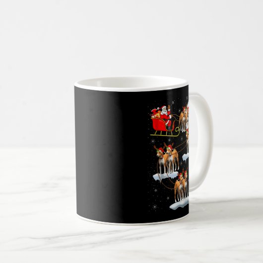 Basenji Dog Santa Sleigh Flying Funny Magical Chri Kaffeetasse (VorderseiteRechts)