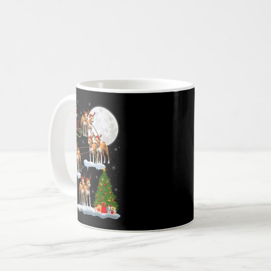 Basenji Dog Santa Sleigh Flying Funny Magical Chri Kaffeetasse (Vorderseite Links)