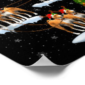 Basenji Dog Santa Sleigh Flying Funny Magical Chri Poster (Ecke)