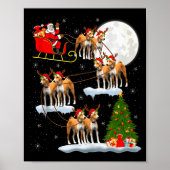 Basenji Dog Santa Sleigh Flying Funny Magical Chri Poster (Vorne)