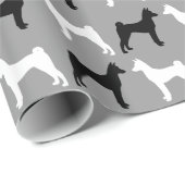 Basenji Dog Silhouetten Muster Geschenkpapier (Rolleneckpunkt)