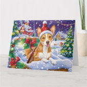 Basenji Dog Sleigh Snow Weihnachten Karte (Vorderseite)