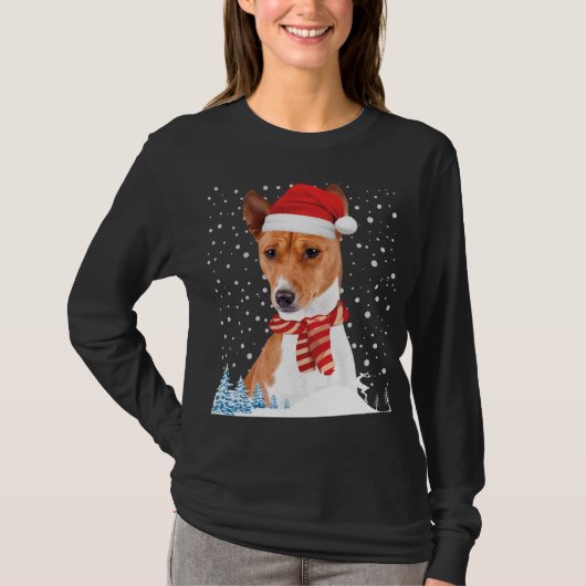 Basenji Dog Ugly Christmas Sweater Weihnachtsmannm T-Shirt (Vorderseite)