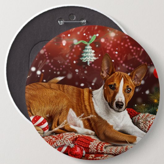 Basenji Dog Weihnachtsfest Button (Vorne & Hinten)