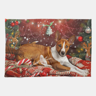 Basenji Dog Weihnachtsfest Geschirrtuch