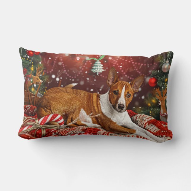 Basenji Dog Weihnachtsfest Lendenkissen (Rückseite)