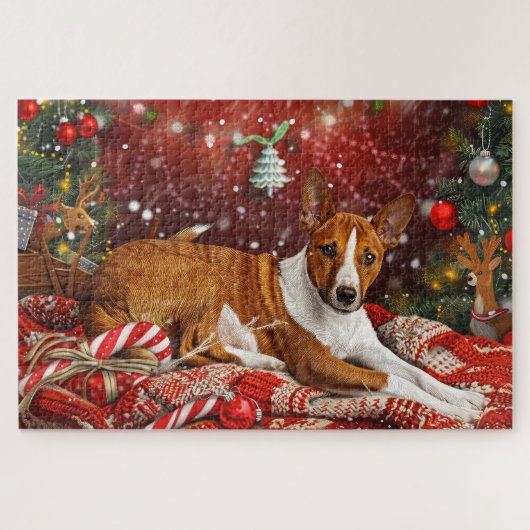 Basenji Dog Weihnachtsfest Puzzle (Horizontal)