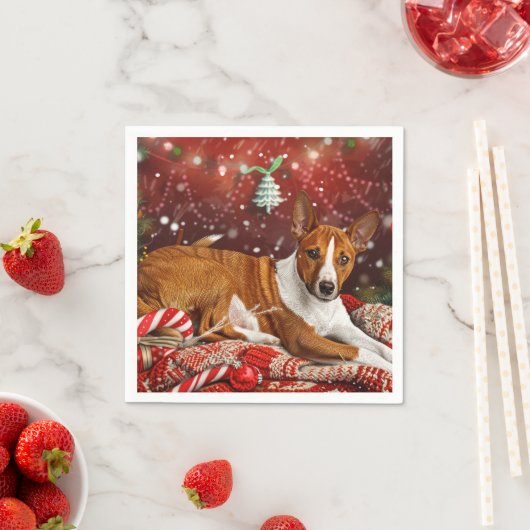 Basenji Dog Weihnachtsfest Serviette (Beispiel)