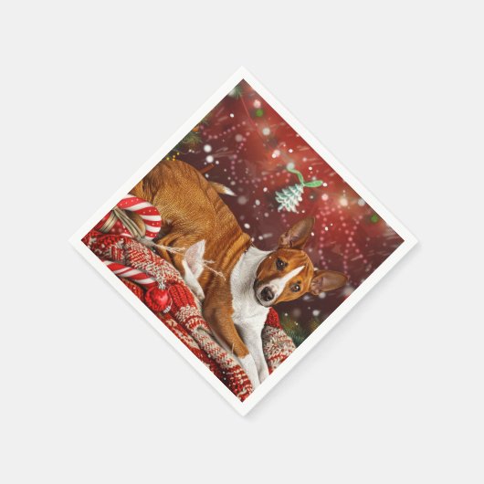 Basenji Dog Weihnachtsfest Serviette (Ecke)