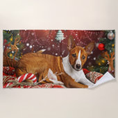 Basenji Dog Weihnachtsfest Strandtuch (Vorderseite)