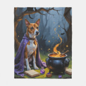Basenji Dog Whimsical Halloween Malerei Fleecedecke (Vorderseite)