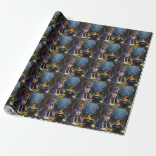 Basenji Dog Whimsical Halloween Malerei Geschenkpapier