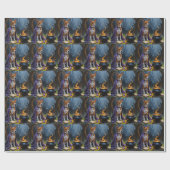 Basenji Dog Whimsical Halloween Malerei Geschenkpapier (Flach)