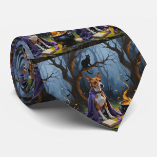 Basenji Dog Whimsical Halloween Malerei Krawatte