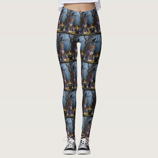 Basenji Dog Whimsical Halloween Malerei Leggings (Vorderseite)