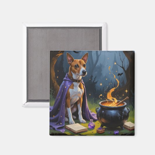 Basenji Dog Whimsical Halloween Malerei Magnet (Vorderseite/Rückseite)