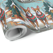 Basenji Dogs Christmas Snow Holiday  Geschenkpapier (Rolleneckpunkt)
