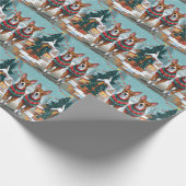 Basenji Dogs Christmas Snow Holiday  Geschenkpapier (Ecke)