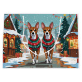Basenji Dogs Christmas Snow Holiday  Große Geschenktüte (Vorderseite)