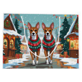 Basenji Dogs Christmas Snow Holiday  Große Geschenktüte (Rückseite)