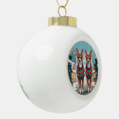 Basenji Dogs Christmas Snow Holiday  Keramik Kugel-Ornament (Links)