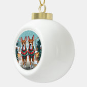 Basenji Dogs Christmas Snow Holiday  Keramik Kugel-Ornament (Rechts)