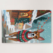 Basenji Dogs Christmas Snow Holiday  Puzzle (Horizontal)