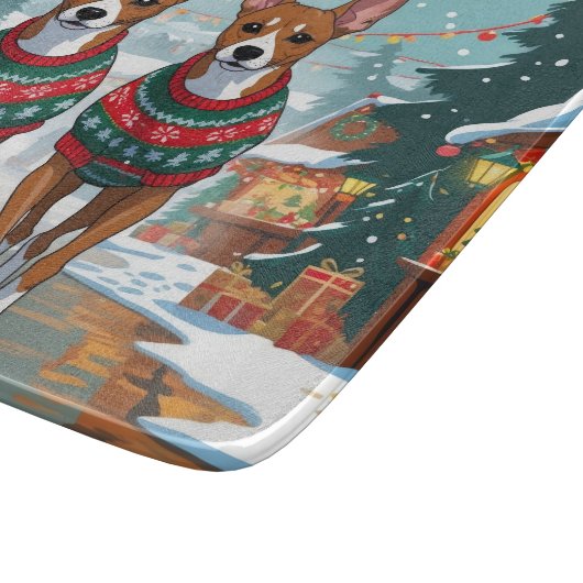Basenji Dogs Christmas Snow Holiday Schneidebrett (Ecke)