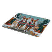 Basenji Dogs Christmas Snow Holiday Schneidebrett (Ecke)