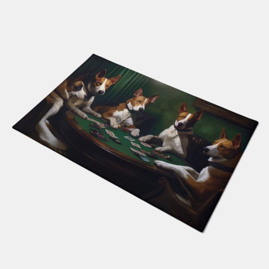 Basenji Dogs Poker Art Fußmatte (Schrägansicht)