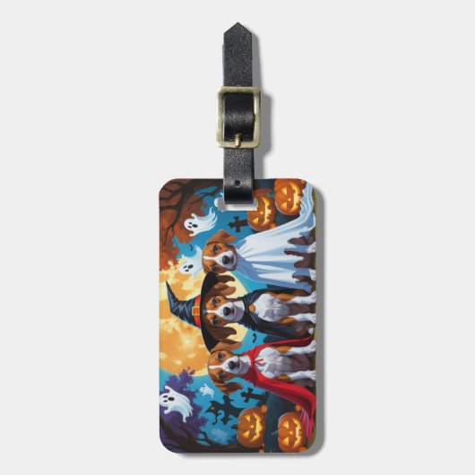 Basenji Dogs Pumpkin Halloween Funny Gepäckanhänger (Vorderseite vertikal)