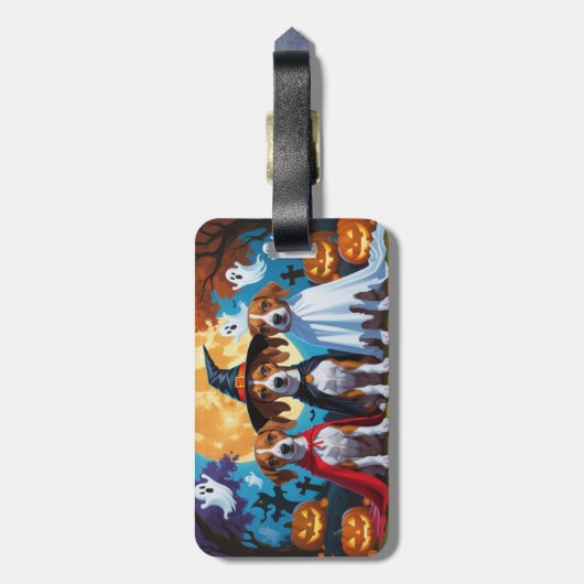 Basenji Dogs Pumpkin Halloween Funny Gepäckanhänger (Rückseite vertikal)