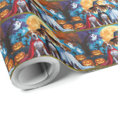 Basenji Dogs Pumpkin Halloween Funny Geschenkpapier (Rolleneckpunkt)