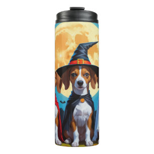 Basenji Dogs Pumpkin Halloween Funny Thermosbecher
