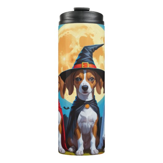 Basenji Dogs Pumpkin Halloween Funny Thermosbecher (Vorderseite)