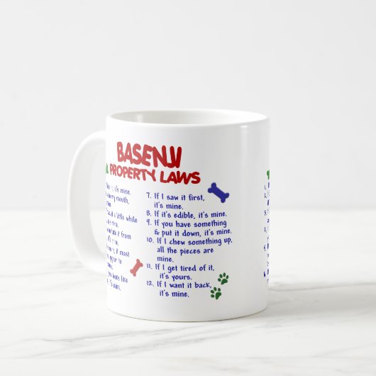 BASENJI Eigentums-Gesetze 2 Kaffeetasse (Vorderseite Links)