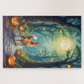 Basenji Enchanted Forest Halloween Kunstwerk Puzzle (Horizontal)
