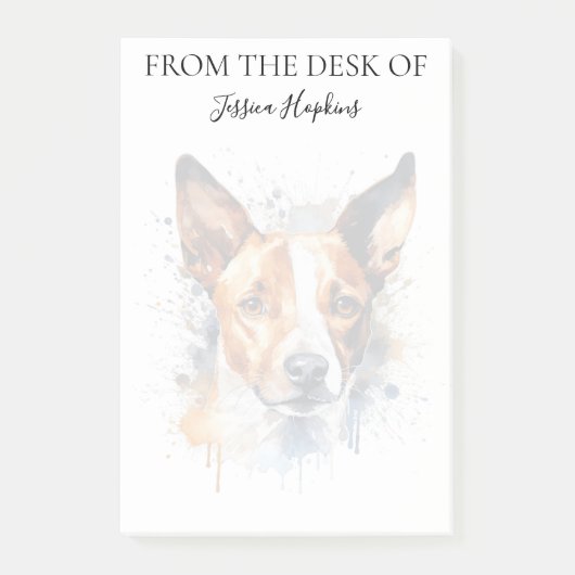 Basenji-Fan monogrammierter Hund Post-it Klebezettel (Vorderseite)
