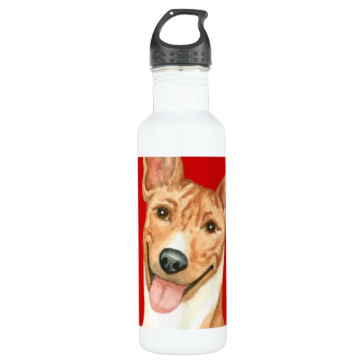 Basenji-Farbblock Edelstahlflasche (Vorderseite)