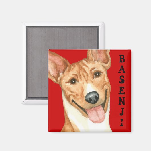 Basenji-Farbblock Magnet (Vorderseite/Rückseite)