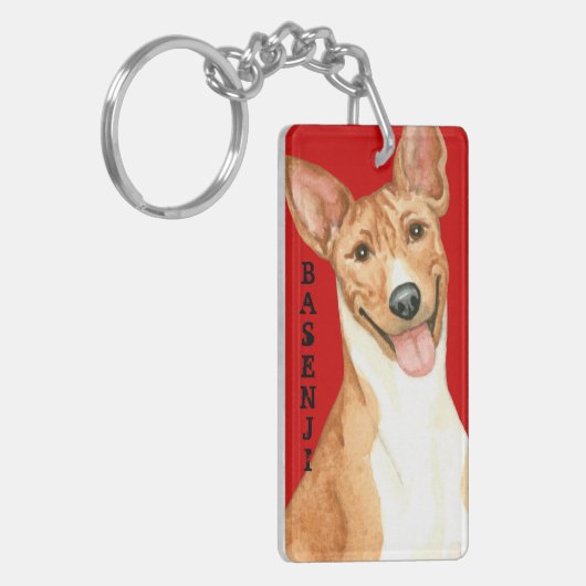 Basenji-Farbblock Schlüsselanhänger (Vorderseite links)