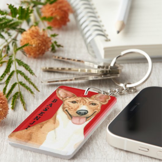 Basenji-Farbblock Schlüsselanhänger (Vorderseite rechts)