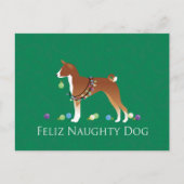 Basenji Feliz Naughty Dog Weihnachten (Vorderseite)