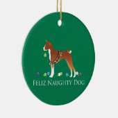 Basenji Feliz Naughty Dog Weihnachten Keramikornament (Rechts)